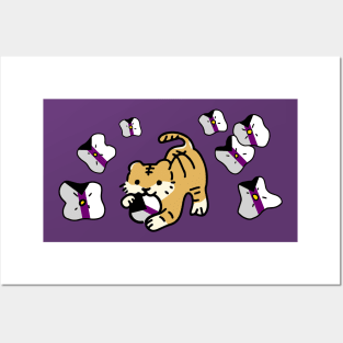 Demisexual Flag of Cute Tiger with Flower Drop Posters and Art